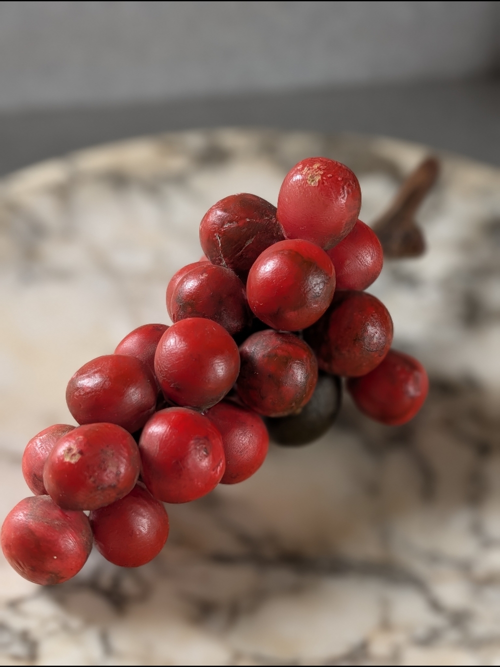 Burgundy Alabaster Stone Grapes Italian Vintage Sculpture 1940s MCM
